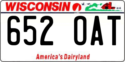 WI license plate 652OAT