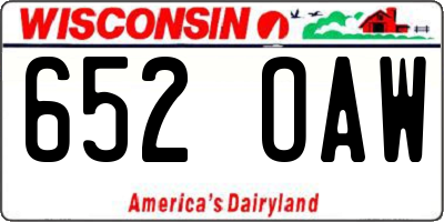WI license plate 652OAW
