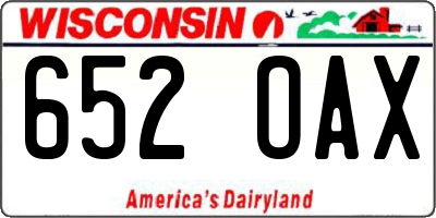WI license plate 652OAX