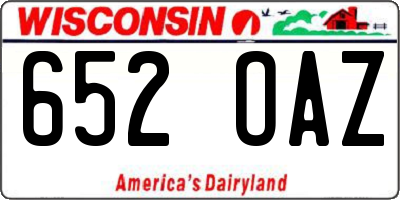 WI license plate 652OAZ