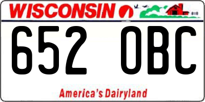 WI license plate 652OBC