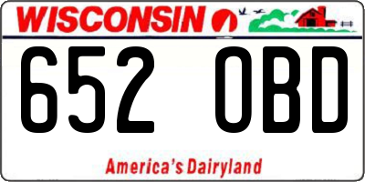 WI license plate 652OBD