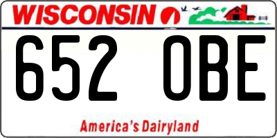 WI license plate 652OBE