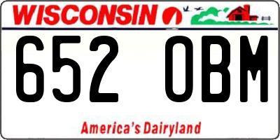 WI license plate 652OBM