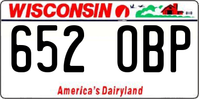 WI license plate 652OBP