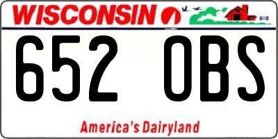 WI license plate 652OBS