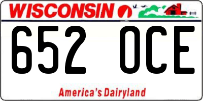 WI license plate 652OCE