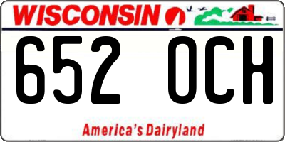 WI license plate 652OCH