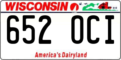WI license plate 652OCI