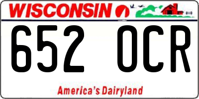 WI license plate 652OCR