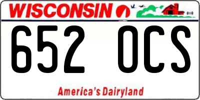 WI license plate 652OCS