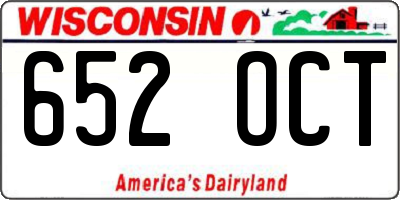 WI license plate 652OCT