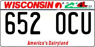 WI license plate 652OCU