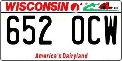 WI license plate 652OCW