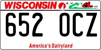 WI license plate 652OCZ