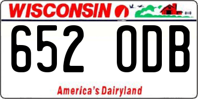 WI license plate 652ODB