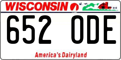 WI license plate 652ODE