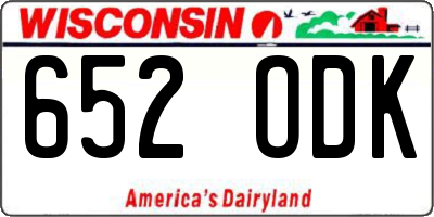 WI license plate 652ODK