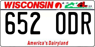 WI license plate 652ODR
