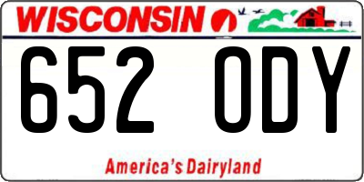 WI license plate 652ODY