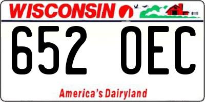 WI license plate 652OEC