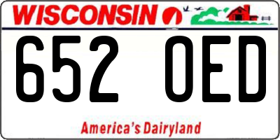 WI license plate 652OED