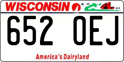 WI license plate 652OEJ