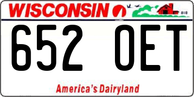 WI license plate 652OET