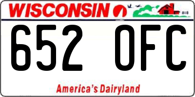 WI license plate 652OFC