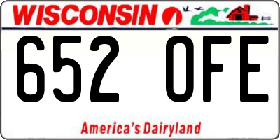 WI license plate 652OFE