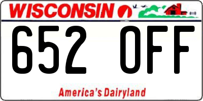 WI license plate 652OFF