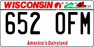 WI license plate 652OFM