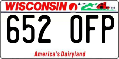 WI license plate 652OFP