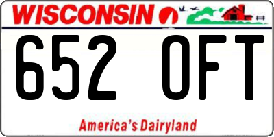 WI license plate 652OFT