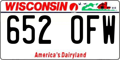 WI license plate 652OFW