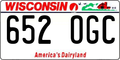 WI license plate 652OGC