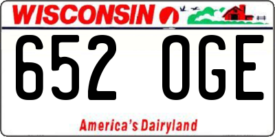 WI license plate 652OGE