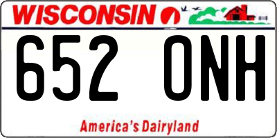 WI license plate 652ONH