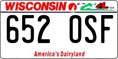 WI license plate 652OSF