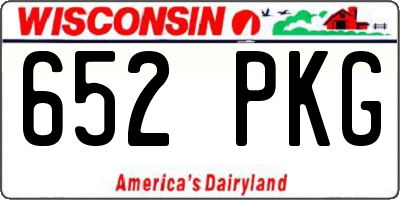 WI license plate 652PKG