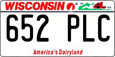 WI license plate 652PLC