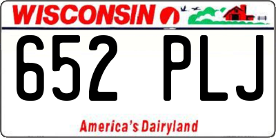 WI license plate 652PLJ