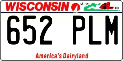 WI license plate 652PLM