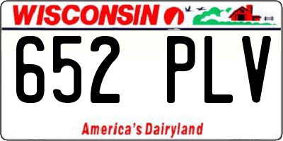 WI license plate 652PLV