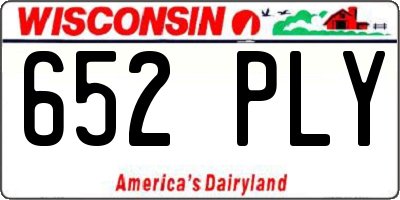 WI license plate 652PLY