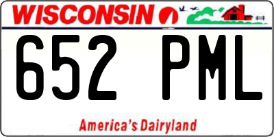 WI license plate 652PML
