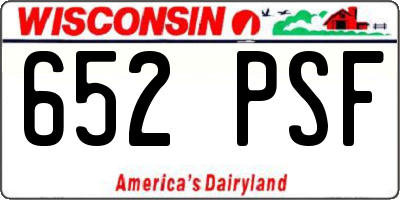 WI license plate 652PSF