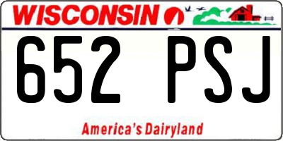 WI license plate 652PSJ