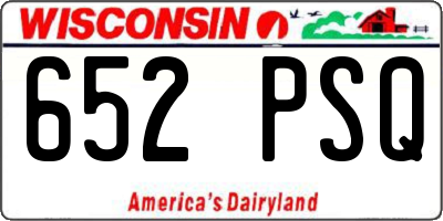 WI license plate 652PSQ