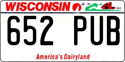 WI license plate 652PUB